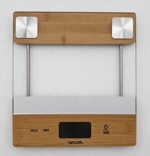 Taylor 39099 Bamboo Glass Digital Kitchen Food Scale 11 lb 5 kg Tare